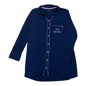 XOXO Navy Blue Nightshirt with Pink Trim Size L